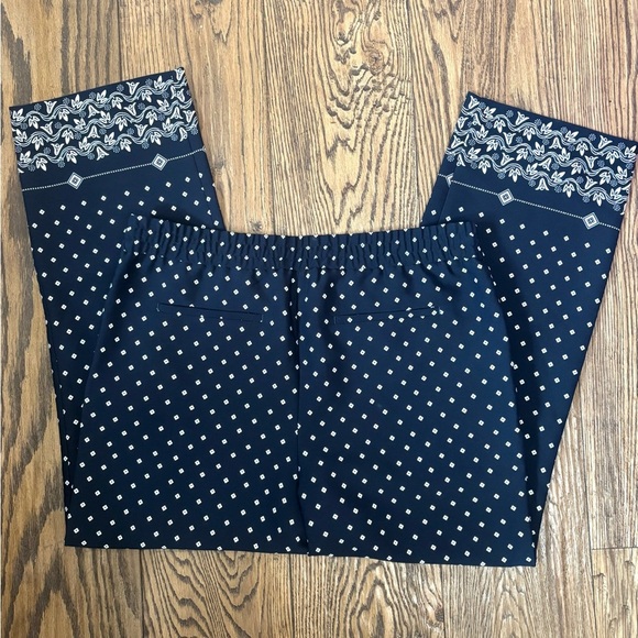 Ann Taylor LOFT Wide Leg Ankle Pants Navy Nautical Preppy Pull On - Picture 4 of 7
